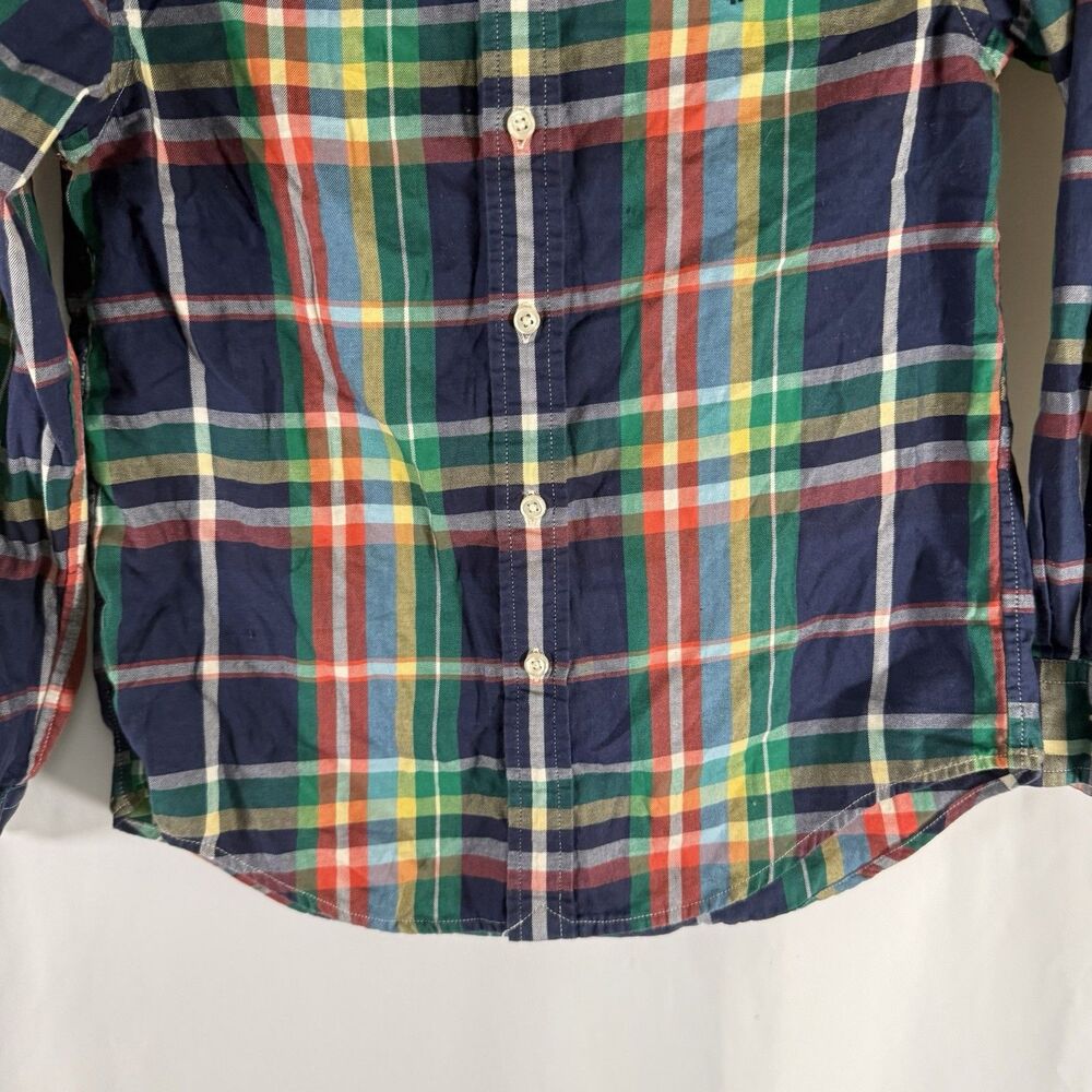 Ralph Lauren Dress Shirt Boys Medium 10-12 Blue Green Plaid Long Sleeve Cotton - Picture 3 of 9